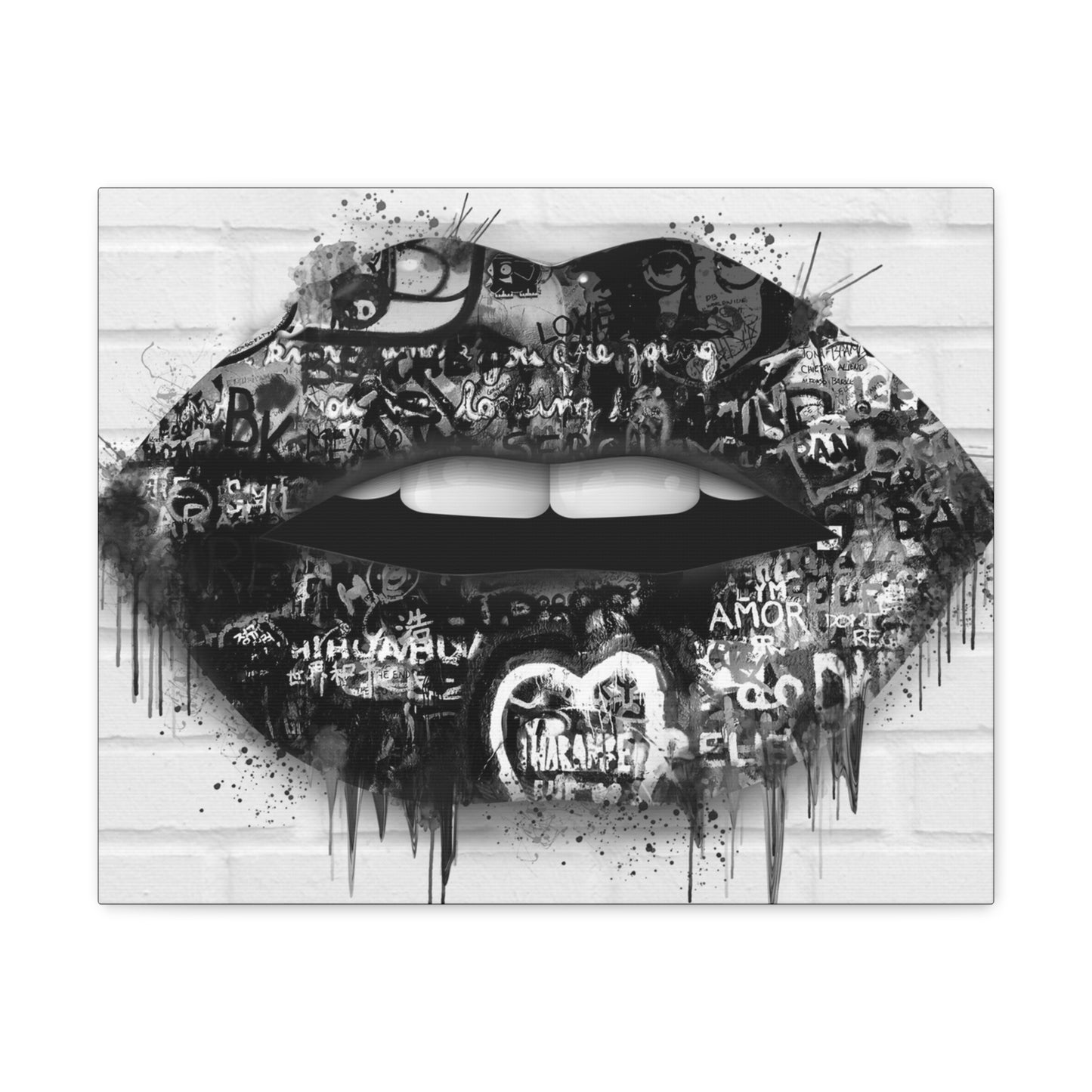 Black and White Graffiti Lips