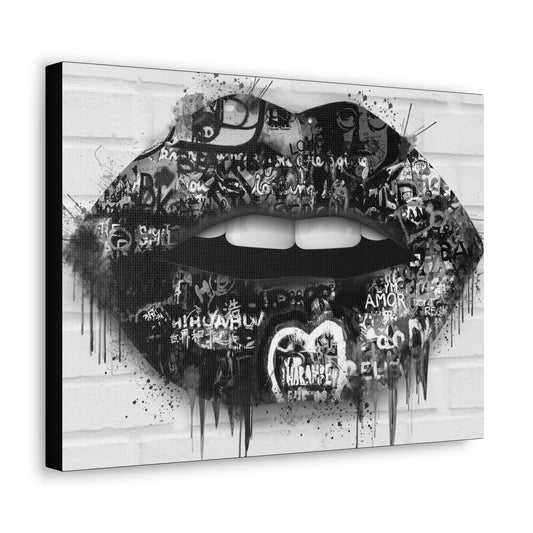 Black and White Graffiti Lips