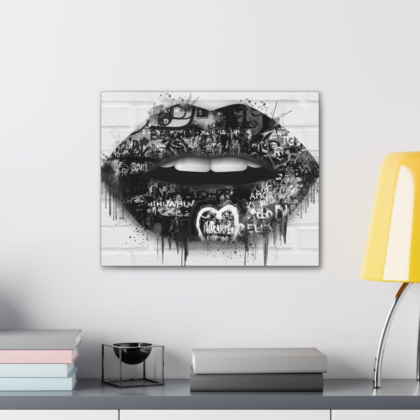 Black and White Graffiti Lips